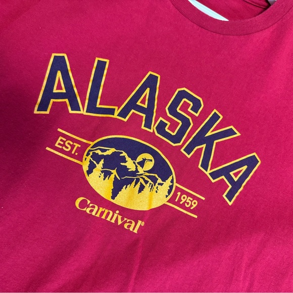Gildan Alaska Carnival Cruise Unisex T-Shirt XL Heavy Cotton Burgundy Red - Picture 5 of 5